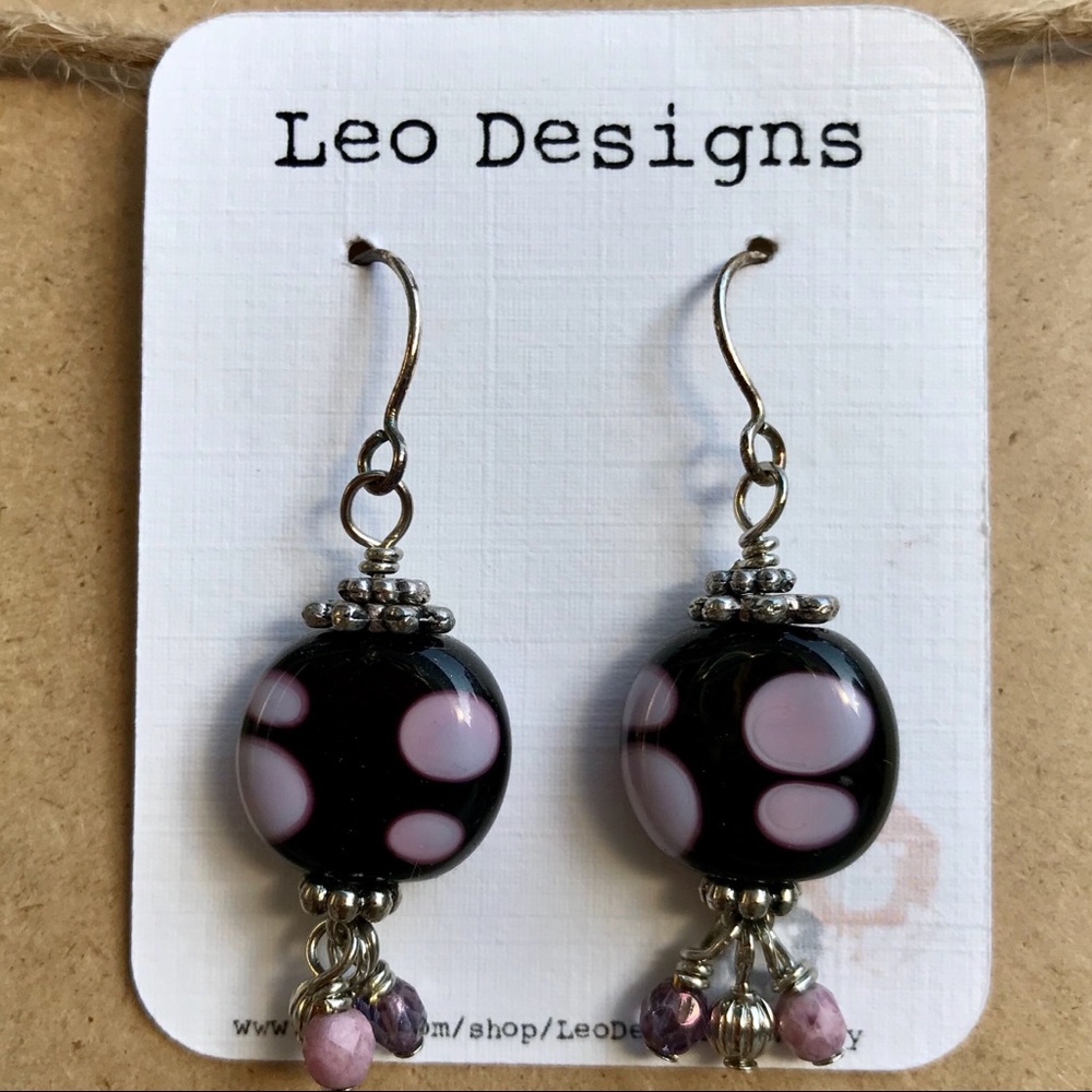 Handmade Purple Beaded Earrings